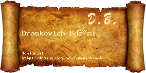 Draskovich Béni névjegykártya